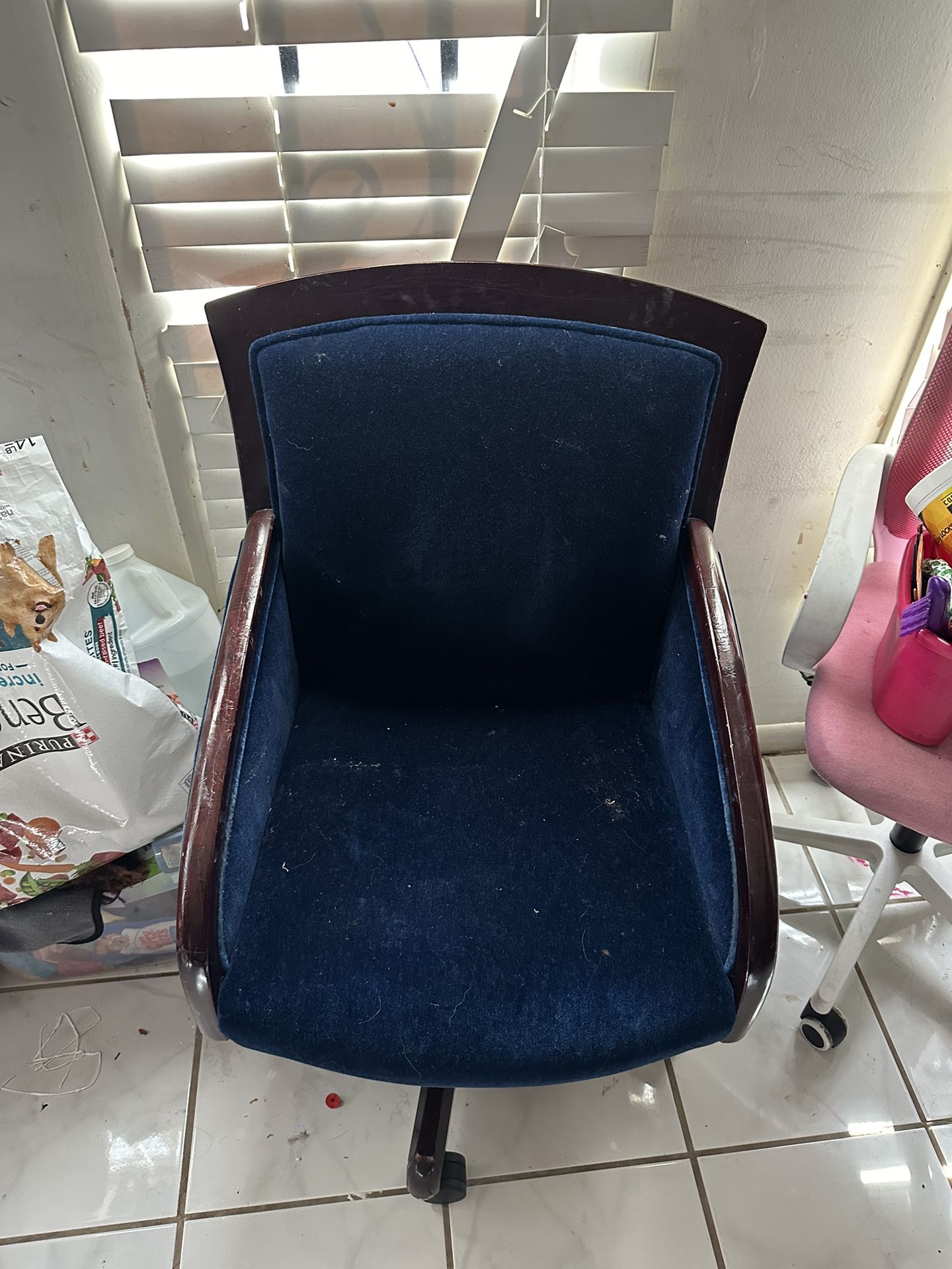 2 Blue Suede Chairs