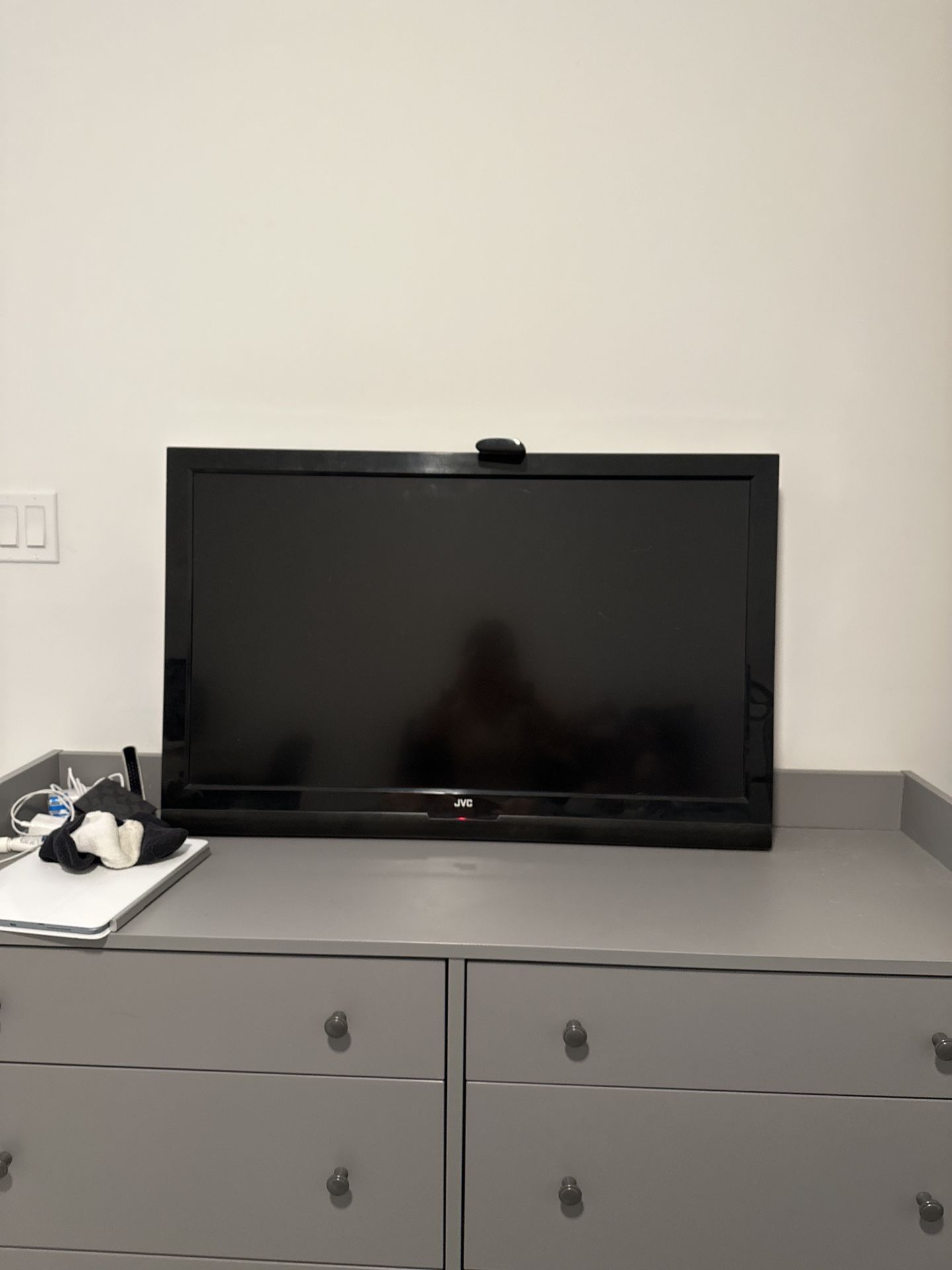 Futon, Desk, Chair, Printer, TV