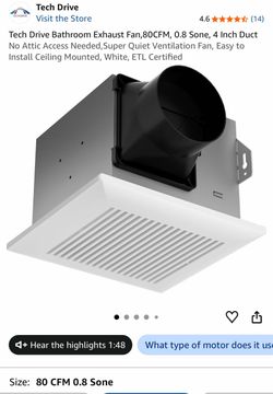 Bathroom quiet ventilation fan new $40