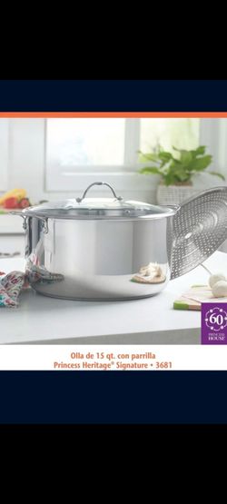 OLLA TAMALERA DE 15 QT CLÁSICA DE ACERO INOXIDABLE CON PARRILLA PRINCESS HOUSE 🍁🍂