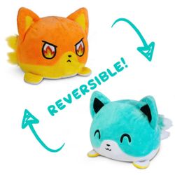 TeeTurtle Reversible Fox Plushie in the aqua/orange color variant