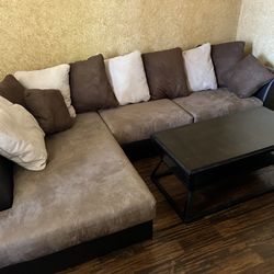 Sectional Couch With Table And Two Stands