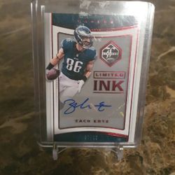 Zach Ertz Limited Ink Autographed Card 07/10
