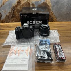 Canon EOS R50 4K Video Mirrorless Camera with RF-S 18-45mm f/4.5-6.3 IS STM Lens Kit NEW!!!canon,canon R50 Camera,canon R50 & 18-45mm STM Kit,