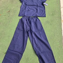 Scrubs For Nurses 2 Pc.set Navy Blue Cotton   Oui Carry All Size