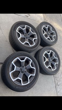 4 — 225/55r17 5x100 5x3.94 Stock Subaru Forester Crosstrek Outback Wheels Rims Good 80% Treads Michelin Tires