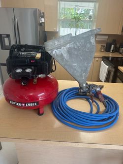 Combo air compressor, hose and hopper