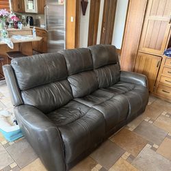 FlexSteel Power Reclining Sofa with Power Headrests AND LUMBAR