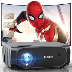 FUDONI Projector, 18000L Projector with 5G WiFi and Bluetooth Native 1080P 4K Support, Outdoor Movie Projector with Screen, Portable Home Theater 