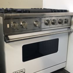 VIKING DUAL FUEL RANGE 36”WIDE IN WHITE WITH CHARBROIL GRILL