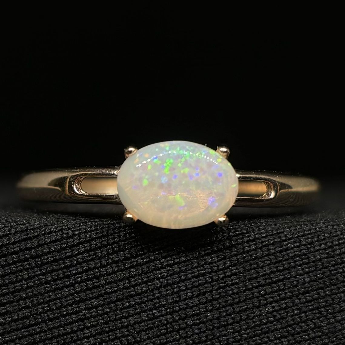 Colorful Brazilian Opal Sparkling Adjustable .925 Sterling Silver Ring Handmade