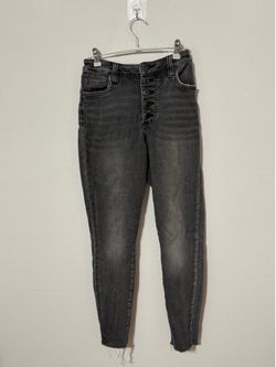 KUT from the Kloth High-Rise Button-Fly Skinny Jeans Grey Raw Hem Size 00 Womans