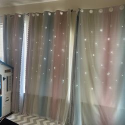 Curtain , Nursery Kids Room Star Cutout Curtains 