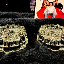 VINTAGE MINT Set Of Heavy Solid Crystal Candle Votives