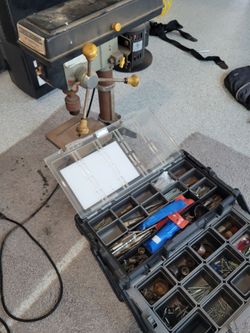 10-in shop drill press and tons of drill bits and accessories