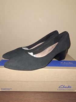 Clarks Black Suede Womens Heels Size 10