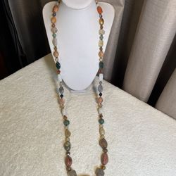Gold Tone Semi-Precious Gemstones Beaded Necklace