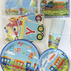 66pcs Train Birthday Party Supplies (New, Unopened)