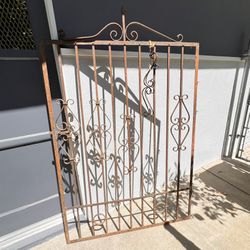 Vintage Wrought Iron Gate Black & Orange REPAIRS / Salvage!