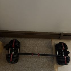 Pair Of Bowflex 552 With Hyperbell barbell Conversion Bar