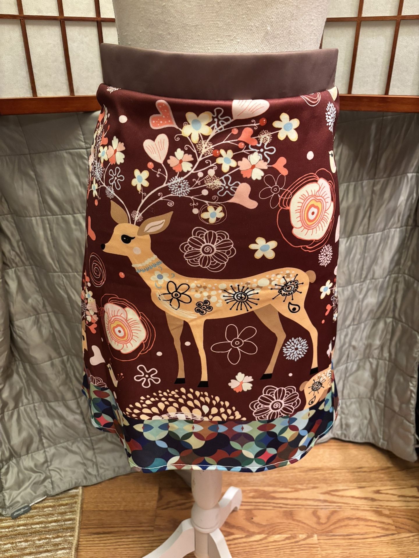 Women’s Christmas Skirt size Medium. Reindeer. Design on both sides