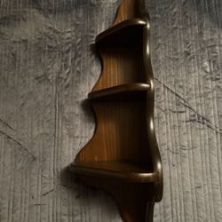 Solid Wood 3-Tier Wall Shelf / Curio Display – Vintage Style