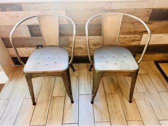 Set of 4 Industrial Tolix-Style Metal Dining Chairs – Brushed Silver ONLY $99