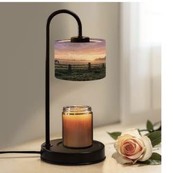 Candle Warmer Lamp with Timer Horses grazing Grass Foggy Morning Dimmable Wax Warmer with 4 Bulbs Birthday Gifts for Jar Candles Women House Warming N