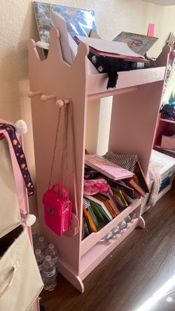 UTEX Kids Dress up Storage with Mirror,Costume Wardrobe for Kids, Open Hanging Armoire Closet,Pretend Storage