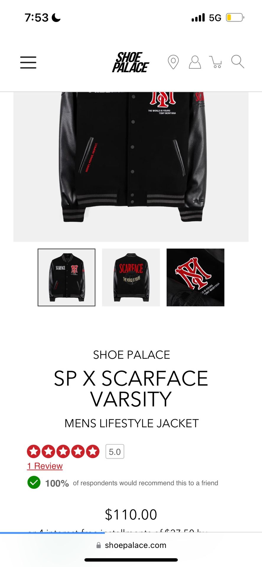 Scarface x Shoe palace varsity jacket