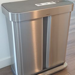 simplehuman 58L Rectangular Dual Compartment Recycling Step Trash Can