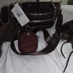Steven Madden Rhinestone crossbody With Shoes 10 And 1/2 Women's