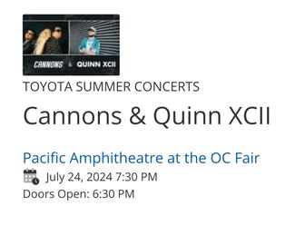 Cannons And QuinnXCII Tix - 2nd Row Center Circle