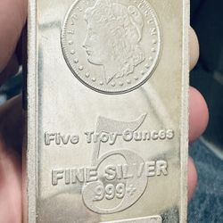 Highland Mint 5oz Silver .999 Pure Bar Morgan Silver Dollar Design 