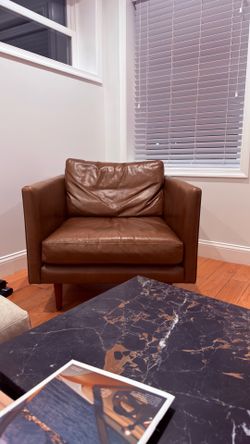 Article Burrard Bella Caramel Leather Lounge Chairs - Set of 2 Priced to Sell!