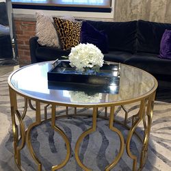 Modern Gold & Glass Coffee Table