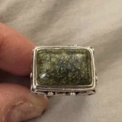 STERLING SILVER GREEN TURQUOISE RING 