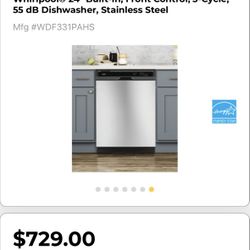 Whirlpool Dishwasher Stainless Steel New