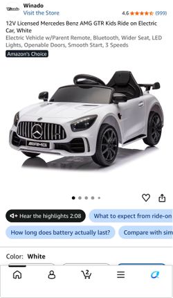 12V Licensed Mercedes Benz AMG GTR Kids Ride on Electric Car, White