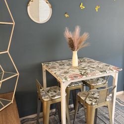 Floral High Table Set White Floral 5 Pieces Modern Elegance