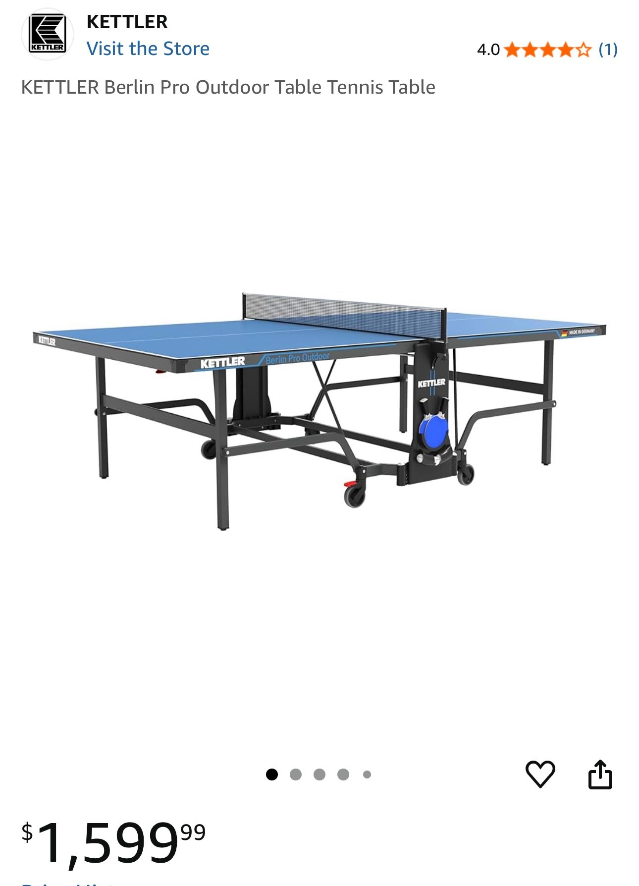 KETTLER Berlin Pro Outdoor Table Tennis Table (New in Box)