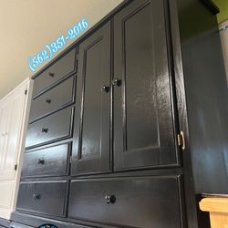 Black Pinewood Wardrobe Dresser