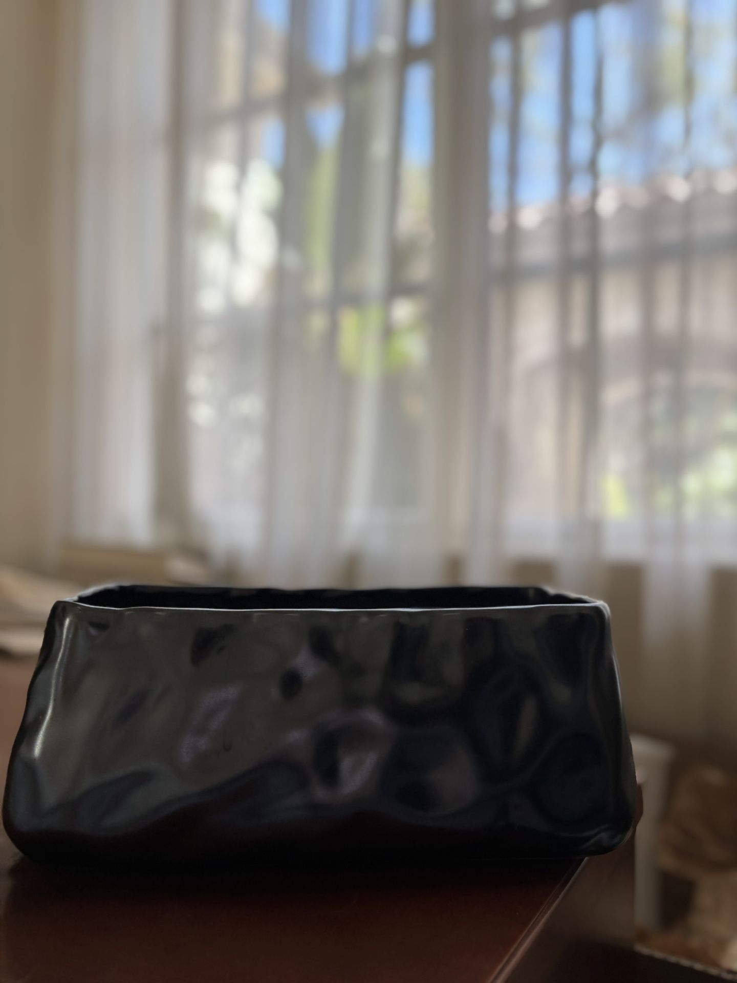 Black Rectangular Ceramic Pot