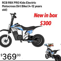 New in box RCB R9X PRO Kids Electric Motocross Dirt Bike (4-12 years old) $300 firm  Serious buyers only pick up east Palmdale 