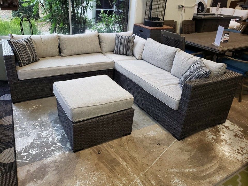 New outdoor patio furniture sectional sofa with ottoman tax included free delivery