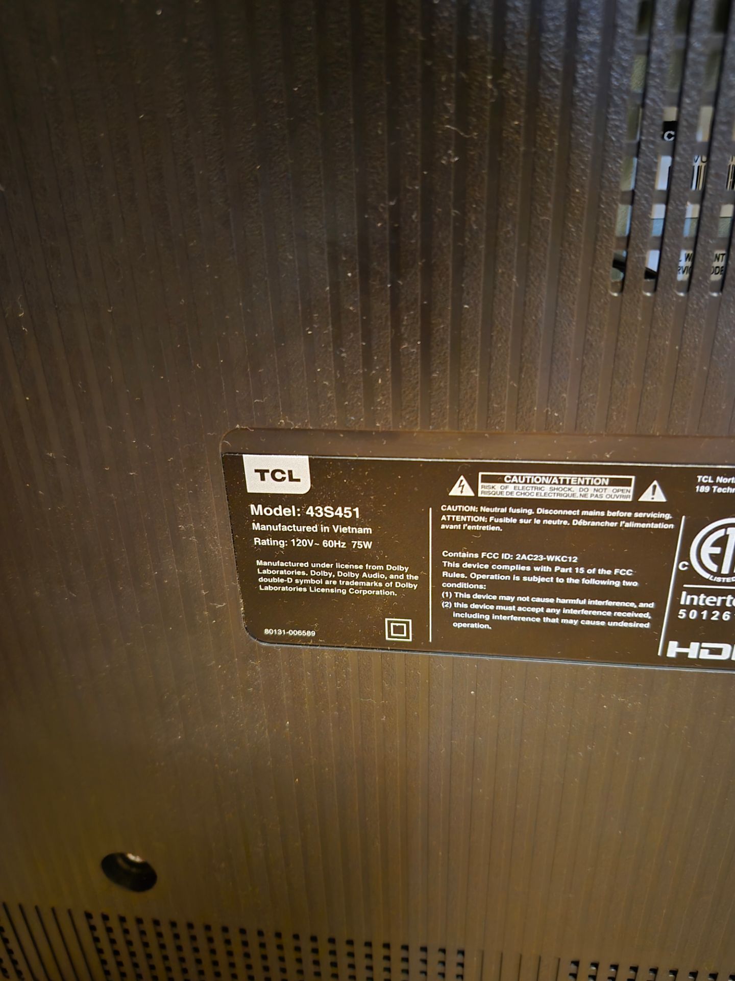 TCL 43" Flat screen TV