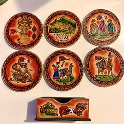 Peru leather handmade Coaster Set