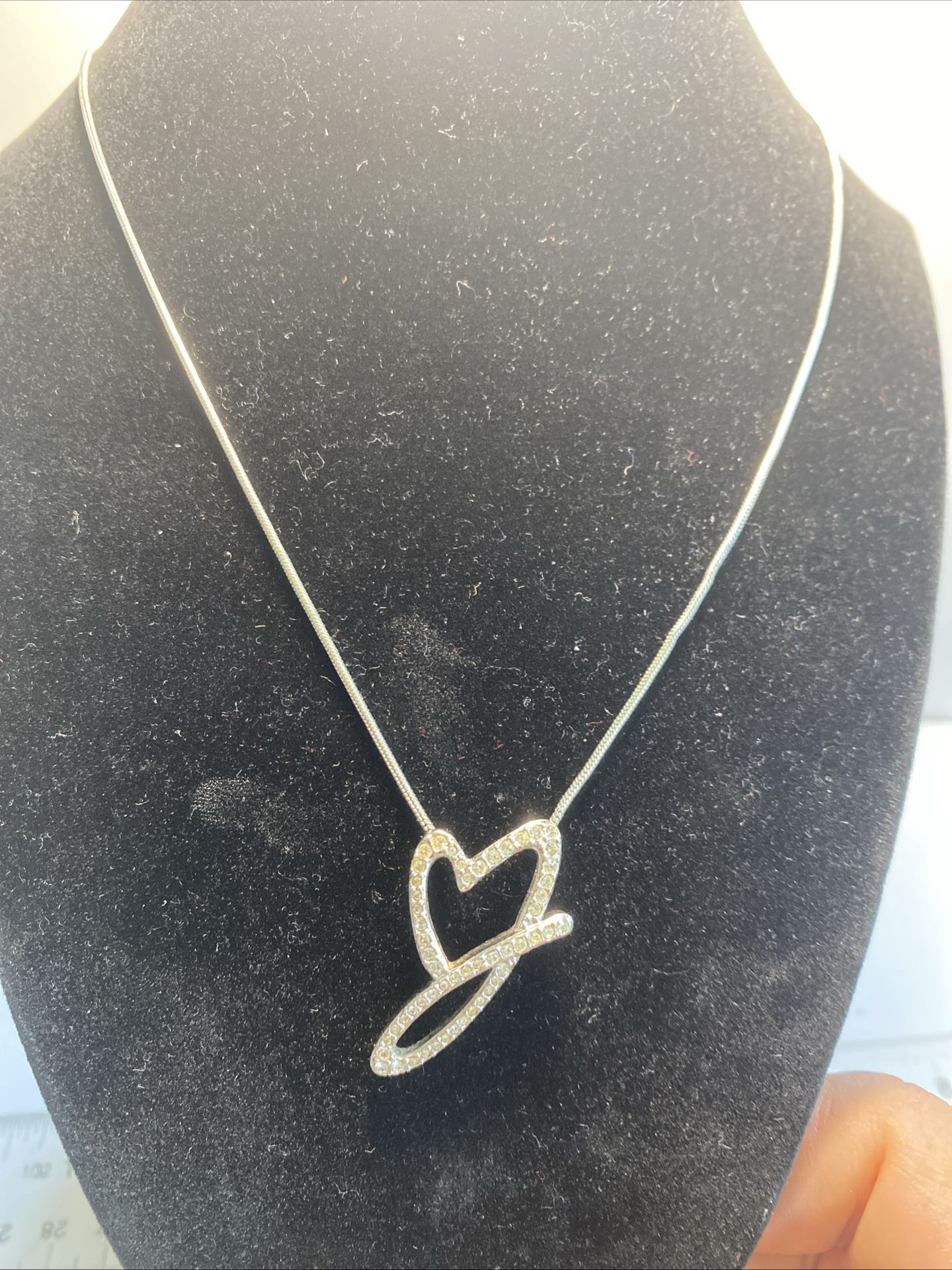 Swarovski Heart Pendant Necklace, Silver Tone Adjustable
