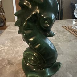 VNT Green Porcelain Seahorse Vase