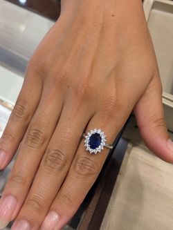 Handmade Natural 2 Ct Blue Sapphire Ring 925 sterling silver size 7.5 adjustable